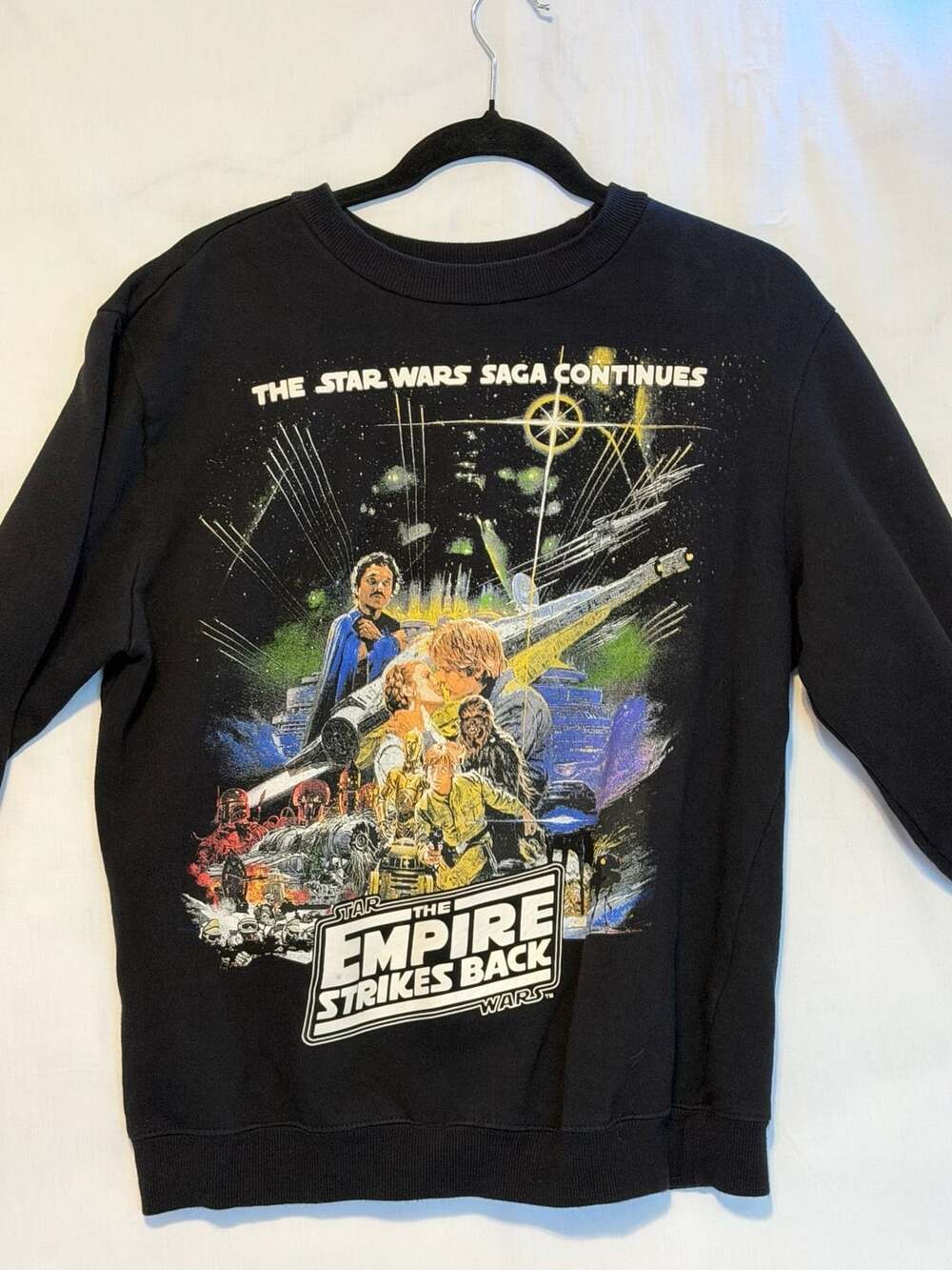 Star Wars The Empire Strikes Back 45th Anniversary Black Sweatshirt Graphic Crew